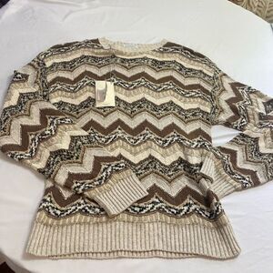 NWT Tricots St. Raphael Ikat Waves Crewneck Knit VTG Sweater Size Large New